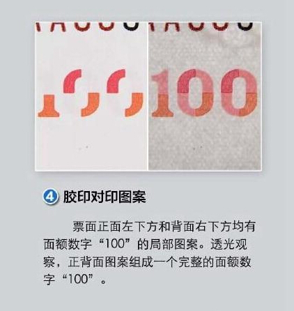 防伪标识四:胶印对印图案. 来自央行